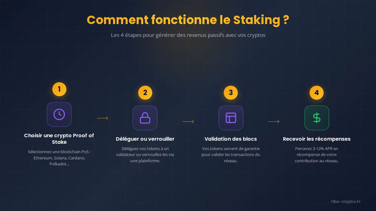 Les 4 étapes du staking crypto