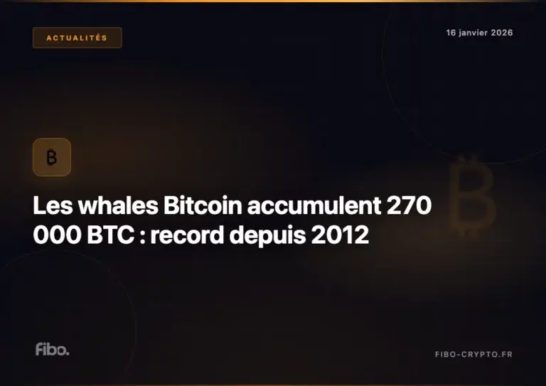 Les whales Bitcoin accumulent 270 000 BTC : le plus gros achat depuis 2012