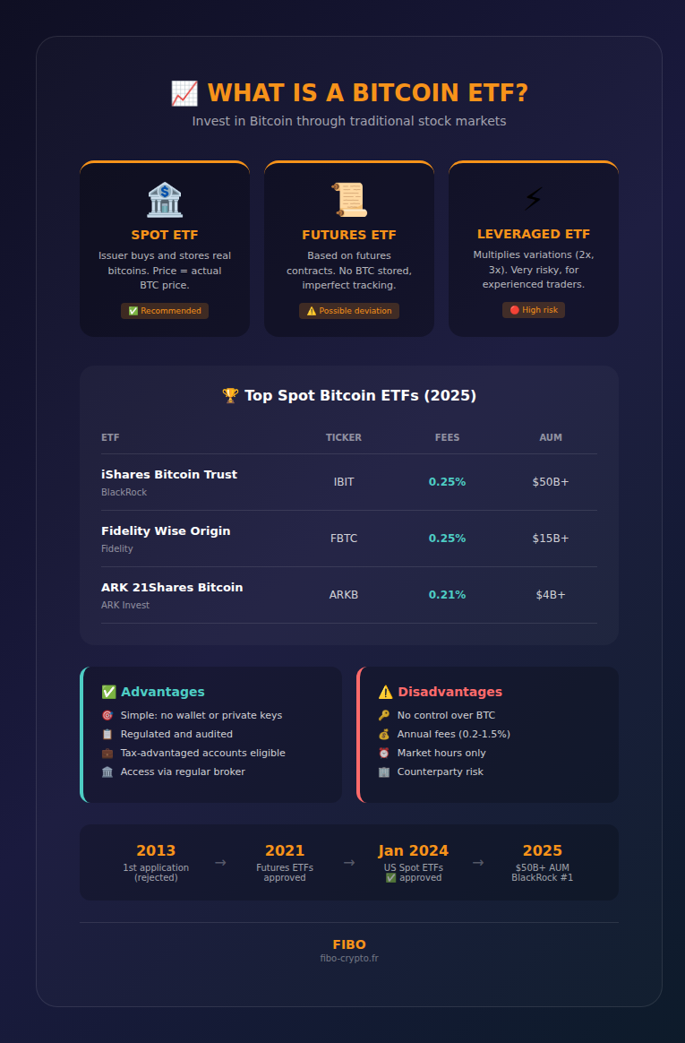 Infographic: What is a Bitcoin ETF? Types, top ETFs, advantages and disadvantages
