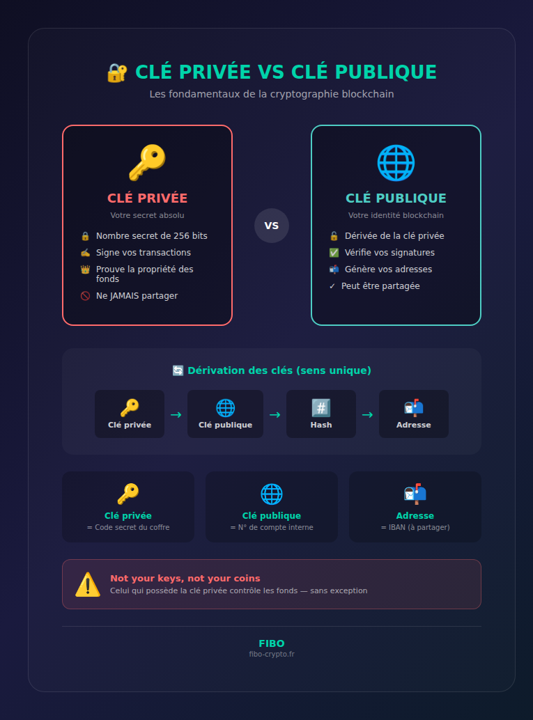 Infographie : Clé privée vs clé publique - Les fondamentaux de la cryptographie blockchain