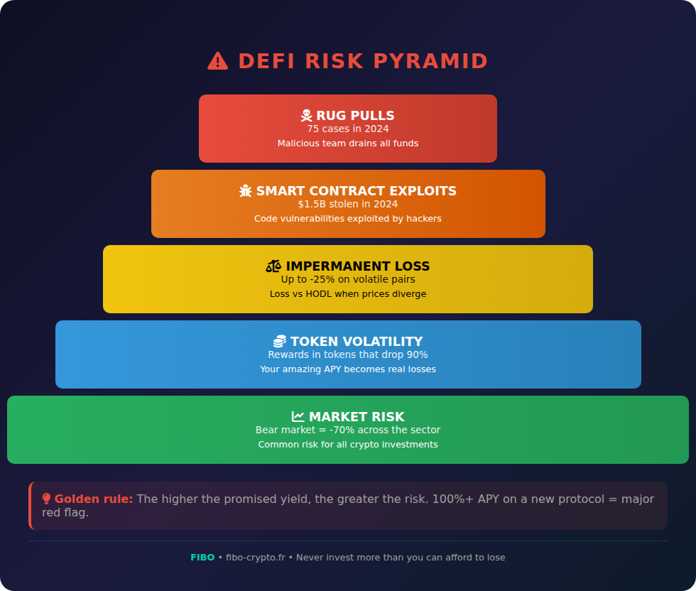 The DeFi risk pyramid: from rarest and most destructive to most common