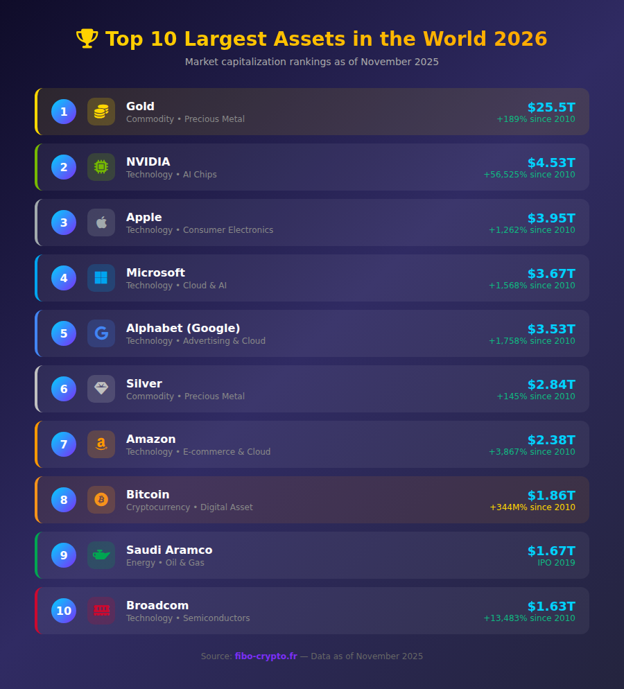 Top 10 Largest Assets in the World 2026 - Market Cap Rankings
