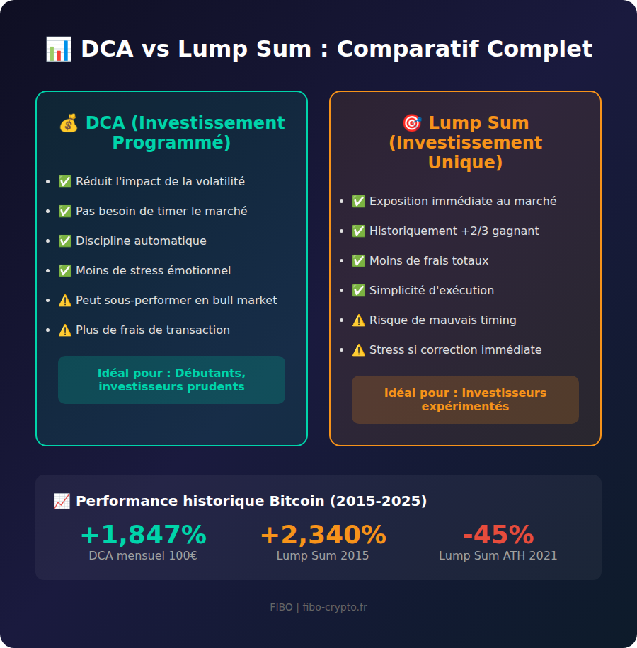DCA vs Lump Sum comparison: advantages, disadvantages and historical performance on Bitcoin
