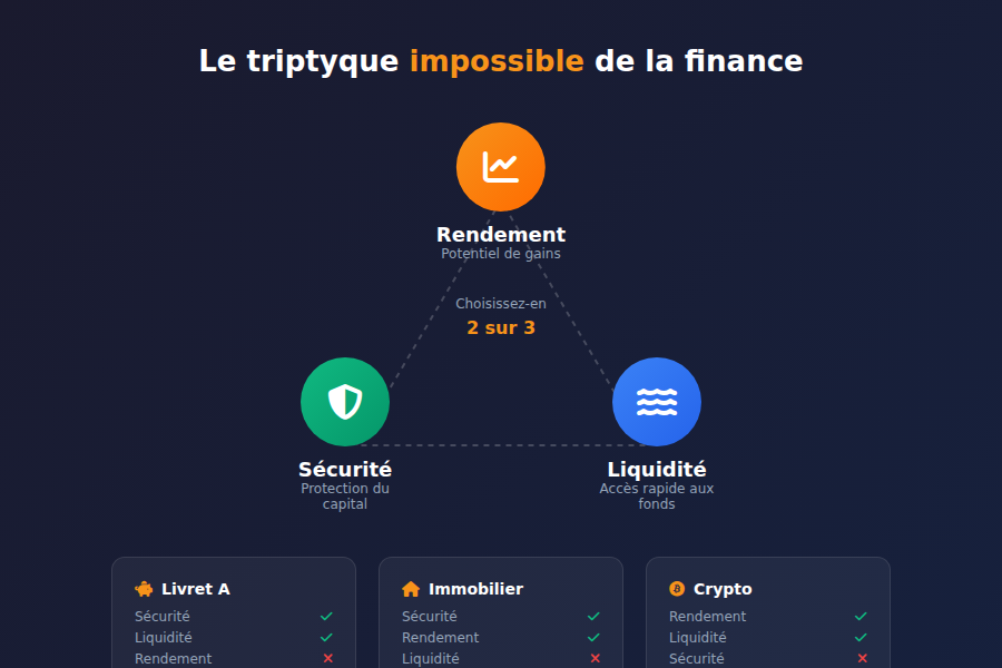 Le triptyque impossible de la finance : rendement, sécurité, liquidité