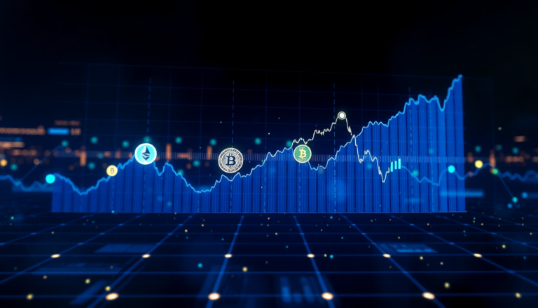 Cryptomonnaies prometteuses en 2026 : graphiques de cours crypto avec Bitcoin, Ethereum et Solana sur fond futuriste