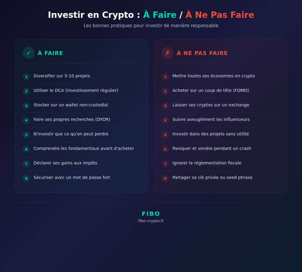 Les règles pour investir en crypto : 8 bonnes pratiques et 8 erreurs à éviter