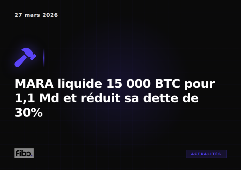 MARA liquide 15 000 BTC pour 1,1 milliard de dollars et réduit sa dette de 30 %
