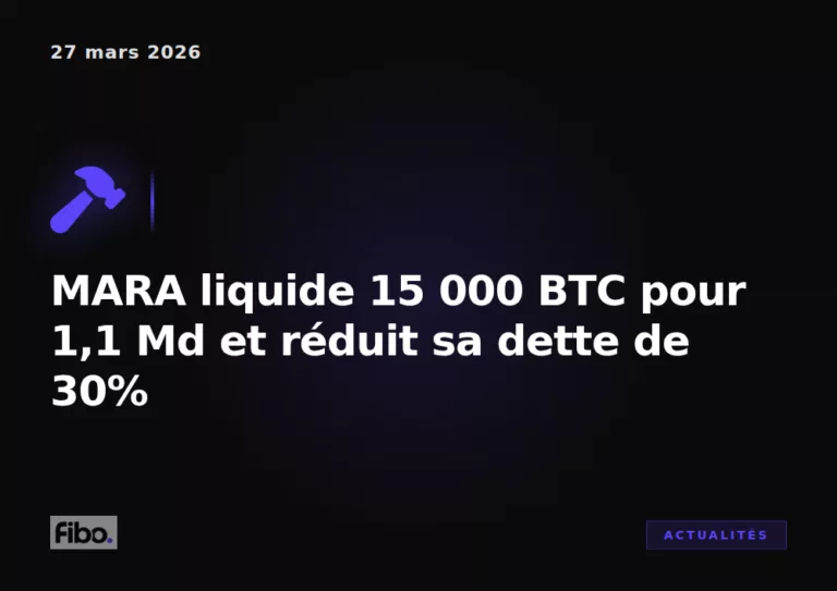 MARA liquide 15 000 BTC pour 1,1 milliard de dollars et réduit sa dette de 30 %